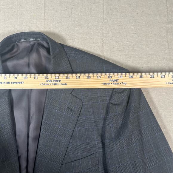 Ermenegildo Zegna Wool Blazer Men's 42R Gray Blue Checkered Super 100’s - Picture 6 of 12